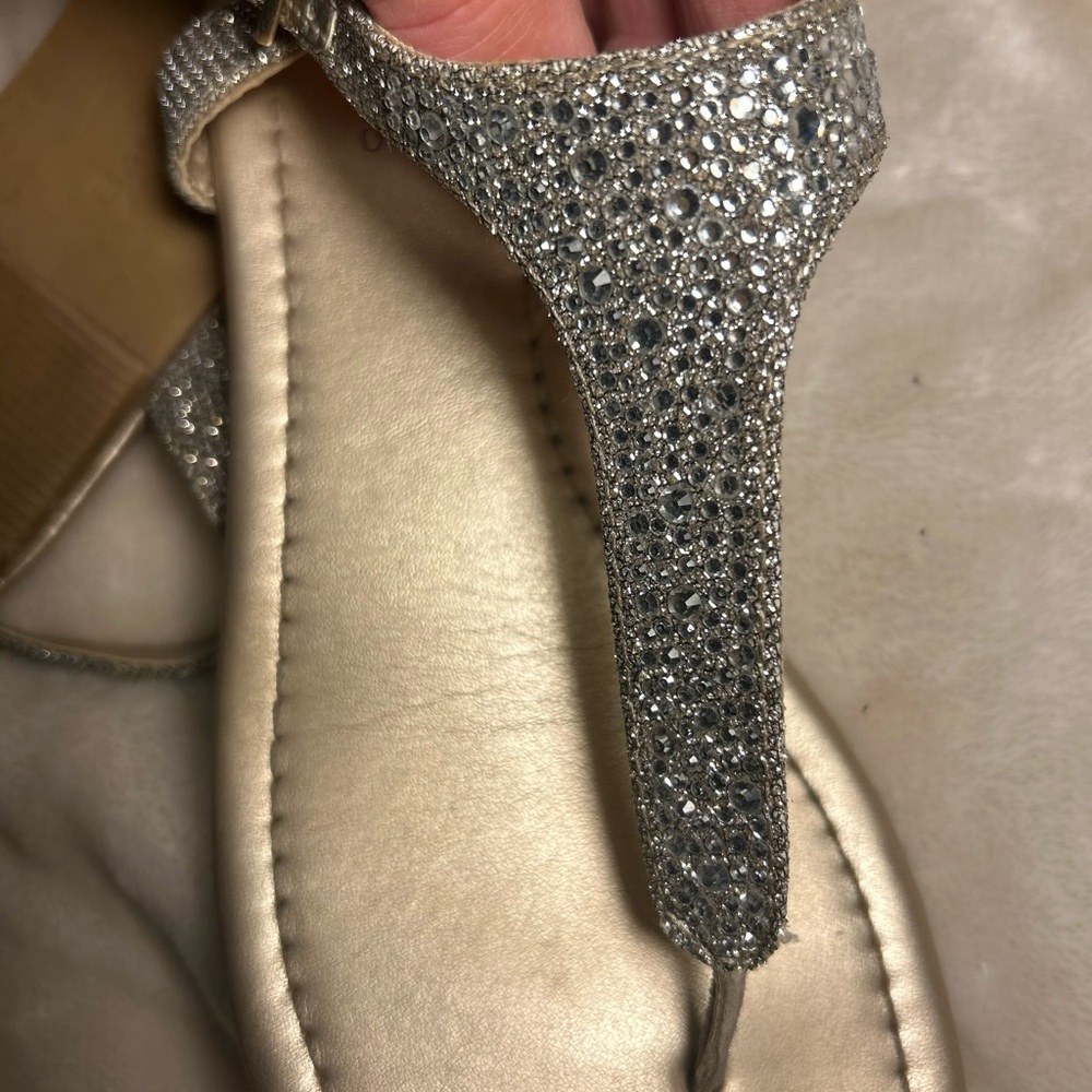 Bandolino Silver and Cream Embellished Sandals